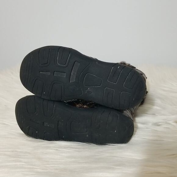 Toddler Girls Bronze Brown Patent Leather Boots - Picture 5 of 9